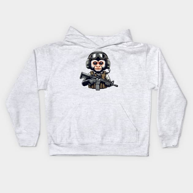 Tactical Monkey Kids Hoodie by Rawlifegraphic